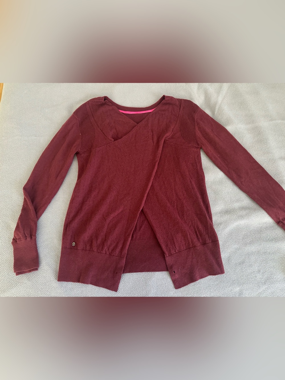 Lululemon Sunset Savasana Merino Wool Pullover Sweater color Wine berry sz 10
